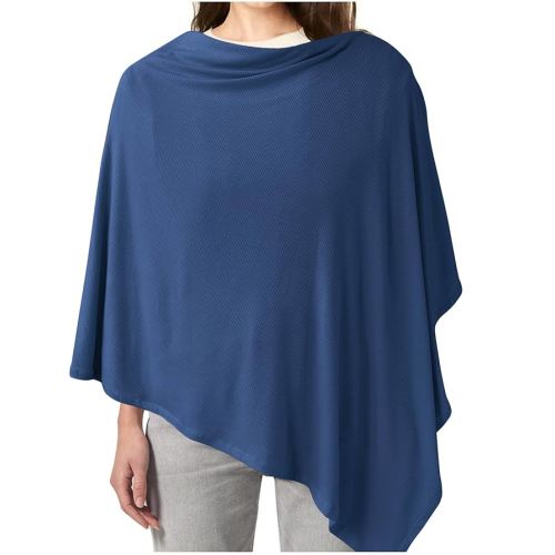 Konssy Knit Nursing Cover for Breastfeeding, 360° Full Privacy Breathable Breastfeeding Cover, Multi-use Carseat Canopy(Navy)