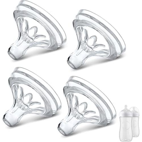 VANEST 4 Packs Silicone Bottle Nipples Compatible with Philips Avent Natural Bottle, Replacement Bottle Nipple BPA-Free, No Spill, Anti-Colic, 0 Month (Flow 1)