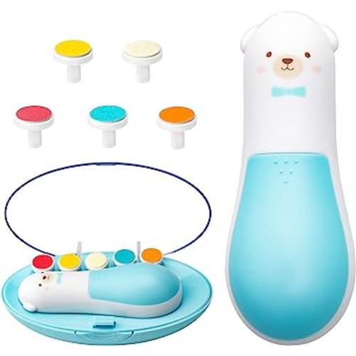 Qunlions life Baby Nail Trimmer Electric,Baby Clippers, 6 in 1 File,Nail File Grooming Kit Manicure Set for Toddler or Adults (Blue-New)
