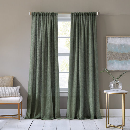 DKNY Boucle Chenille Room Darkening Curtain Panel Pair Olive (Set of 2) & Reviews | Wayfair