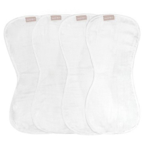 WeeSprout Unisex Organic Towel Cotton Burp Cloths, Four Ultra-Absorbent Layers - White, Set of 4