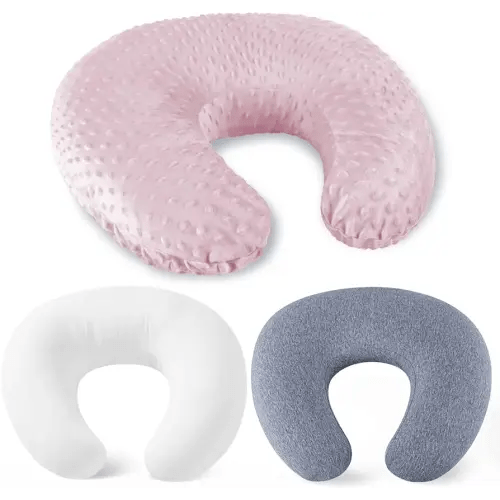 Nursing Pillow for Breastfeeding and Bottle Feeding Pillow, Support for Mom and Baby, with 2 Removable Machine Washable Cover, Ergonomic Breastfeeding Pillow(Light Pink)