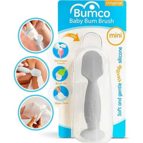Bumco Diaper Cream Brush - Mini Baby Bum Brush with Travel Case, Baby Butt Paste Diaper Cream Spatula, Butt Paste Spatula for Baby Butt Cream, Mini Diaper Cream Applicator, Butt Spatula Baby, Gray