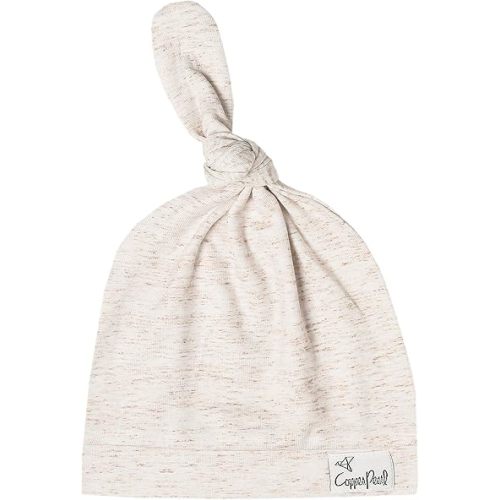 Copper Pearl Baby Beanie Hat Top Knot Stretchy Soft Oat