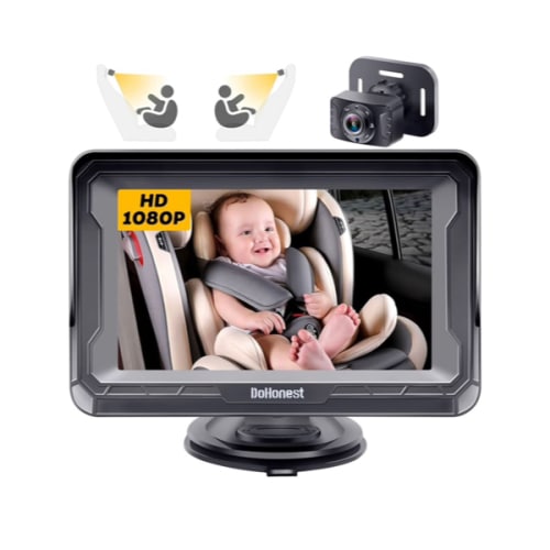 DoHonest Baby Car Camera HD 1080P - Rear-Facing Car Baby Monitor with Night Vision, Adjustable View Angle, Easy Setup, Anti-Glare Display, Safety for Kids & Infants