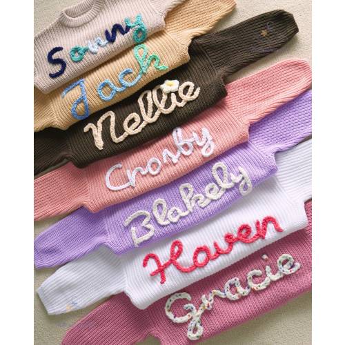 Personalized Hand embroidered Name Baby Sweater,Custome Baby Name Sweater,Pink Baby Girls Sweater With Name,Birthday Gift For Baby Girls Boy