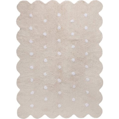 Biscuit Polka Dot Washable Cotton Blend Rug
