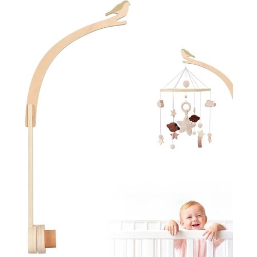 Crib Mobile Arm for Baby Nursery - Abdtech Wooden Mobile Arm for Crib Baby Mobile Hanger for Girls Boys Baby Crib Mobile Holder Arm Hanging Perfect Nursery Décor and Gift