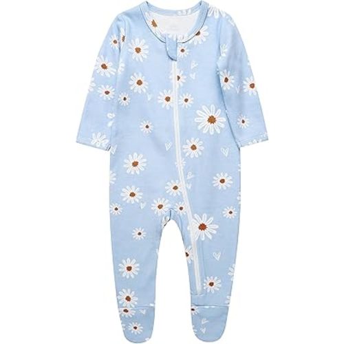 O2 BABY Baby Boys Girls Organic Cotton Zip-Front Sleeper Pajamas, Footed Sleep 'n Play