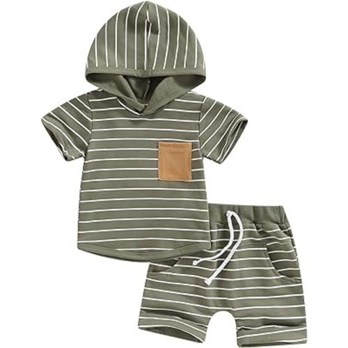 Toddler Baby Boy Summer Clothes Baseball Short Sleeve Hooded T-Shirt Elastic Waist Shorts Newborn Infant Boy Outfit