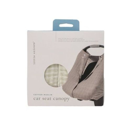 Little Unicorn Cotton Muslin Car Seat Canopy - Tan Gingham