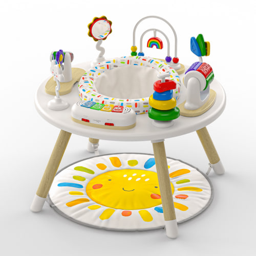 Move2Play 4-in-1 Baby Activity Center Montessori-Inspired Design | 8 Interactive Toys | Tummy Time, Exersaucer, Jumper & Toddler Table | Baby Essential