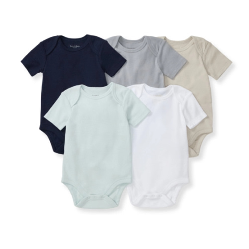 Solid Organic Cotton Short Sleeve Baby Bodysuits 5 Pack Midnight