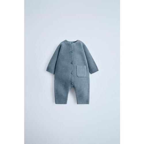 GARTER STITCH JUMPSUIT - Blue marl | ZARA 1-3M
