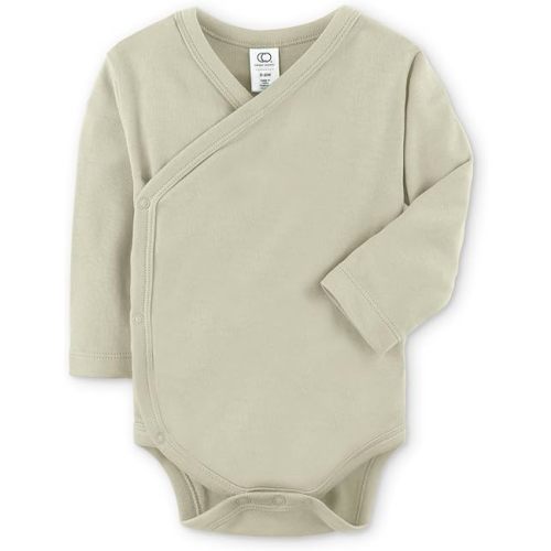 Colored Organics Baby Organic Cotton Kimono Bodysuit - Long Sleeve Infant Side Snap One Piece - Boys and Girls Clothing