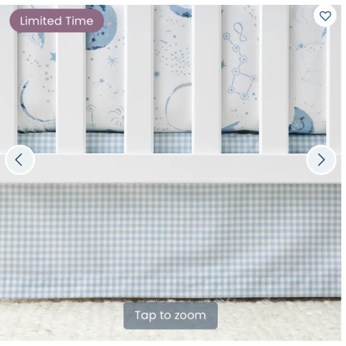 Ditsy Gingham Classic Cool Organic Cotton Percale Tailored Crib Skirt
