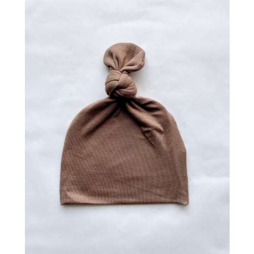 Baby Top Knot Hat in Asher Brown Top knot hat, baby gift, baby girl gift, newborn hats, baby beanie ,baby Hospital Hat