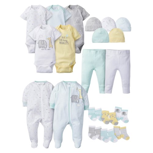 Gerber Baby Boy or Girl Gender Neutral Newborn Clothes Shower Gift Set, 20-Piece