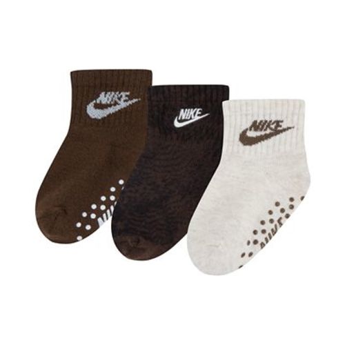 Baby Grip Socks, Pack of 3, 6-12 month, Cacao Wow