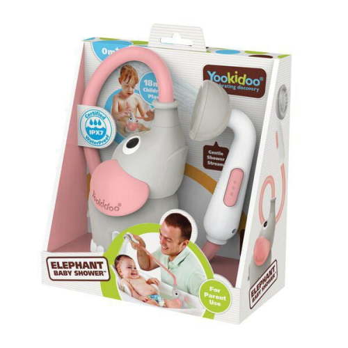Elephant Baby Bath Toy Shower - Soothing & Gentle Stream, One-Handed Operation, Portable with Circulating Water Pump, From Birth