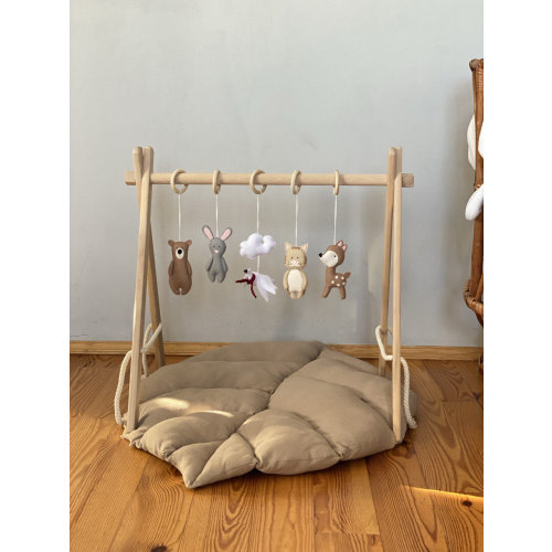 Baby Gym Hanging Toys, Montessori Play Gym Toy, Boho Llama Rainbow Cloud and Moon Toddler Gym Toy, Wooden Baby Toy, Infant Toys.