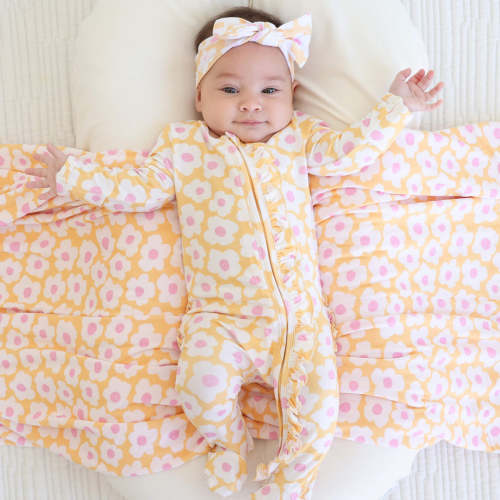 Sunshine Daisy Ruffle Zipper Footie