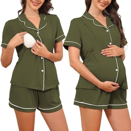 American Trends Maternity Nursing Pajamas Button Down Postpartum Lounge Sets for Women Pregnancy Breastfeeding Pjs