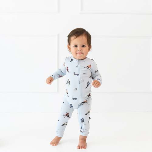 Zippered Romper in Hockey