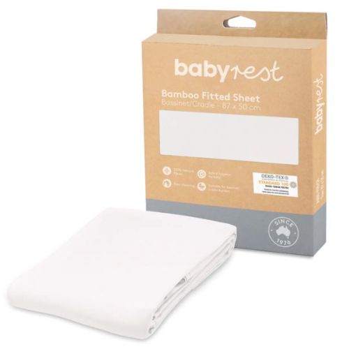 BabyRest Bamboo Cradle Fitted Sheet (87 x 50cm) White – Baby Kingdom