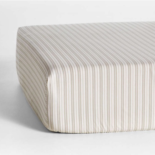 Frenchie Natural Taupe Organic Cotton Baby Crib Fitted Sheet by Leanne Ford