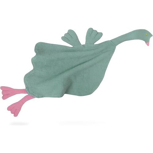 Security Blanket Loveys for Babies Boy Girl, Muslin Baby Lovey Security Blanket,Soft Breathable Organic Cotton Lovies,Unisex Newborn Toddler Goose Lovey Gifts(Flying Goose-Green)
