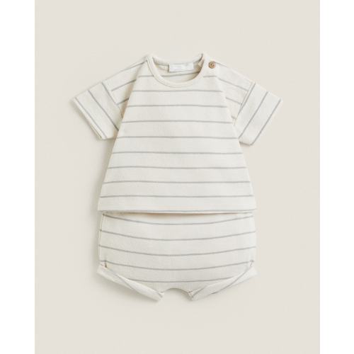 STRIPED COTTON JERSEY SET