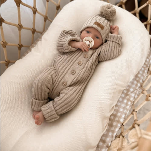 Little B's Chunky Rib Baby Jumpsuit - Oak