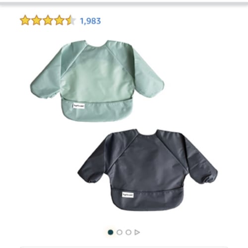 Tiny Twinkle: Full Sleeve Bib 2 pack, charcoal and sage, 6-24 months
