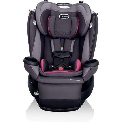 Evenflo Revolve360 Extend Convertible Car Seat with 360 Degree Rotation, Extended Rear-Facing, Forward-Facing, Booster Mode, and Secure Latch Install, Rowe Pink
