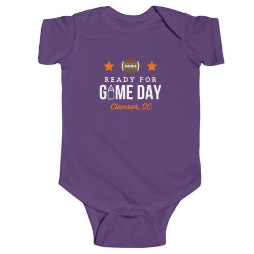 Clemson, SC Ready for Game Day - Baby Bodysuit, College Football, Young Tailgater, Campus Tailgate, Newborn, Infant, Toddler