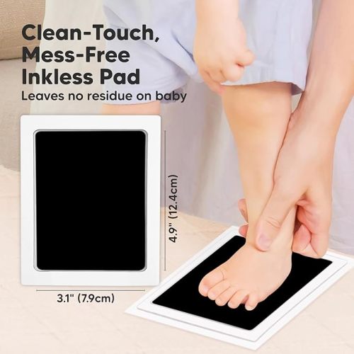 4-Pack Inkless Hand and Footprint Kit - Ink Pad for Baby Hand and Footprints - Dog Paw Print Kit,Dog Nose Print Kit - Baby Footprint Kit, Clean Touch Baby Foot Printing Kit (Jet Black, L)