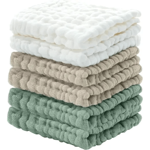 Cuddle Campus Baby Washcloths 6 Packs, Muslin Washcloths Baby,Cotton Burp Cloths, Extra Absorbent and Soft Wash Clothes for Newborns, 12x12 Inches