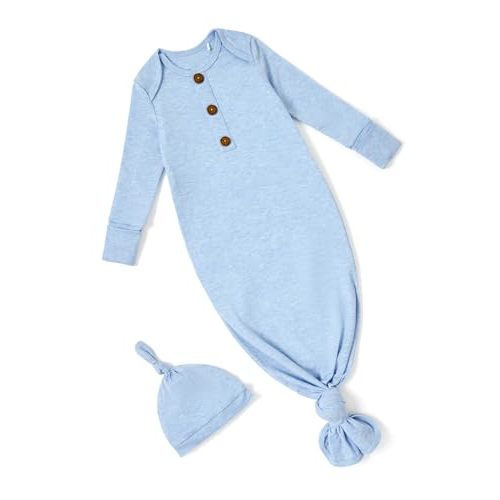 PATPAT Tencel & Wool Blend Baby Sleeper Gown for Newborn Boy Girl Infant, Knotted Sleep Sack as Premium Gift for Baby