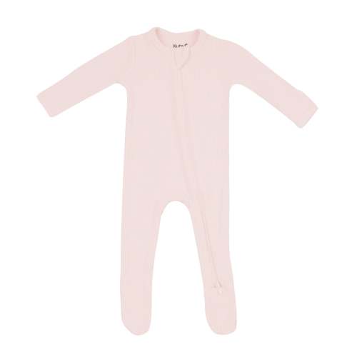Ribbed Zipper Footie in Blush | Footie Pajamas | Kyte Baby