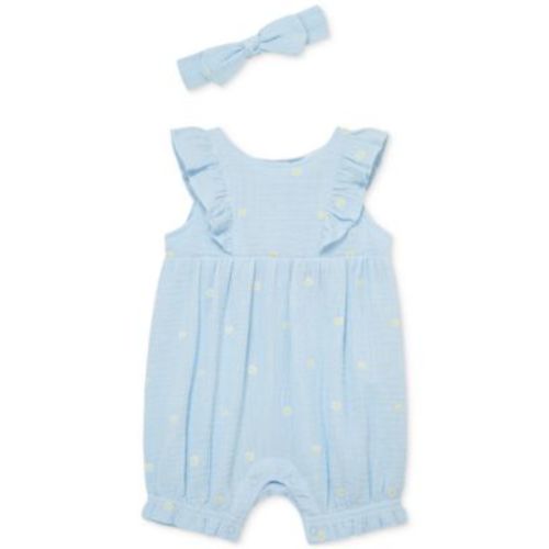 Baby Girls Cotton Gauze Daisy Romper & Headband