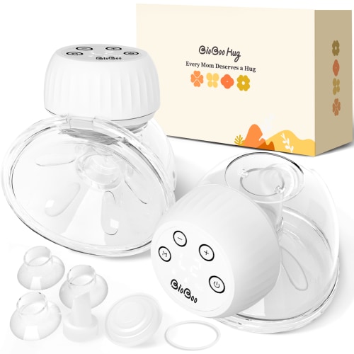 BIOBOO Hug Breast Pump, Including Replacement Accessories, Spa-Level Hands Free Breast Pump, Double-Sealed Flower Flange - 24mm, 2 Pack