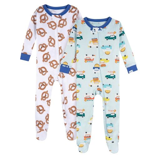 Onesies Brand Baby Boys' 2-Pack Footed Pajamas, Snack Truck, 3-6 Months
