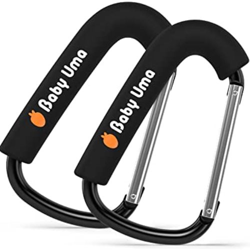 Baby Uma XL Carabiner Clips Heavy Duty (2 Pack) - Universal Stroller Hooks, Carry 11 lbs per Large Carabiner Clip, Stroller Clips and Hooks, Carabiner Large, Stroller Accessories for Mom