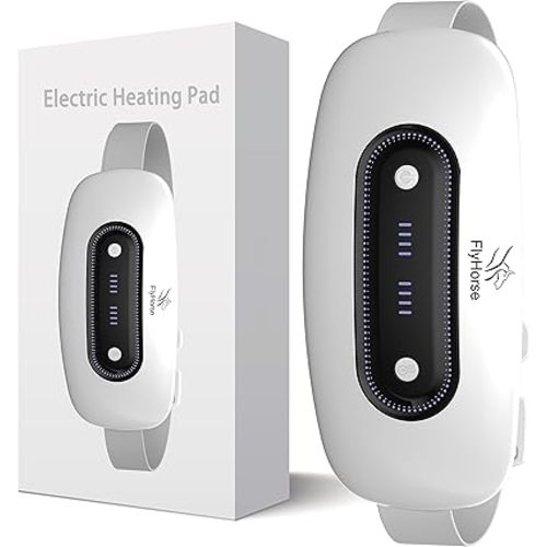 Electric Heating Pad,Portable Cordless Menstrual Heating Pad with 4 Heat Levels and 4 Massage Modes, Heating Pad for Cramps,Back Pain Relief (White)