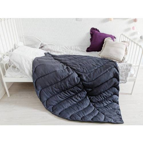 Large leaf play mat from natural linen | Graphite