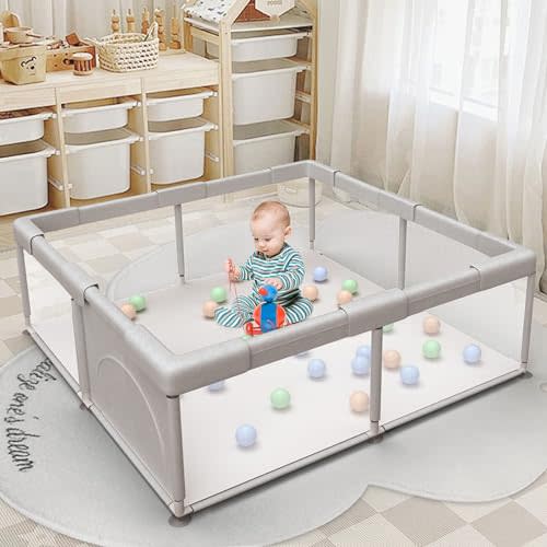 Baby Playpen Play Pens for Babies and Toddlers Baby Fence Baby Play Yards for Indoor & Outdoor with Breathable Mesh Anti-Fall Playpen