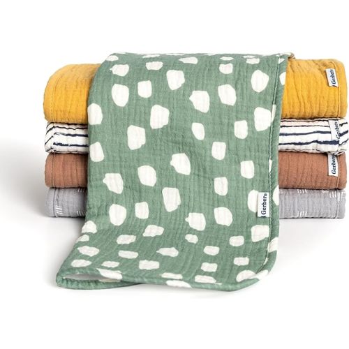 Gerber Baby Unisex Muslin Burp Cloths 5-Pack, Multi Teal Dots, Large Size 20" x 10"