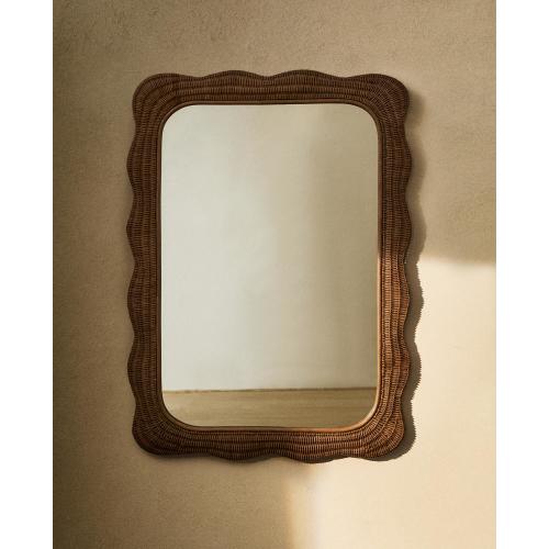 IRREGULAR RATTAN WALL MIRROR