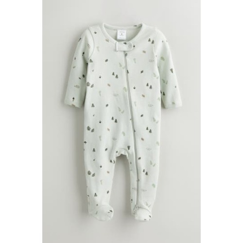 Print Zip Cotton Footie